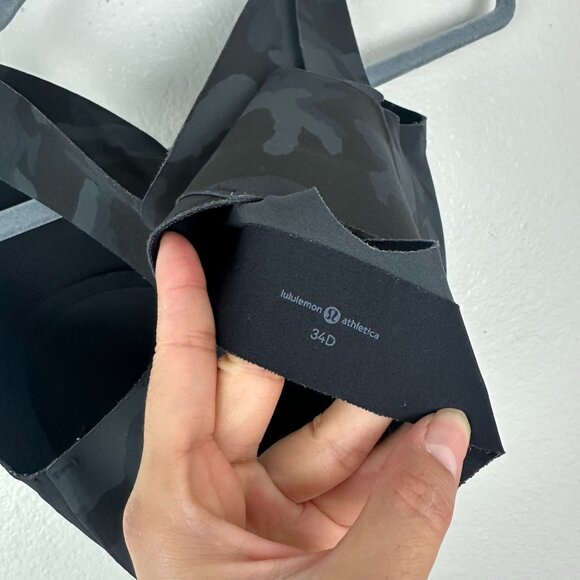 Lululemon Enlite Bra 34D Zip Front Incognito Camo Multi Grey Ultralu Athletic Ac - Picture 9 of 9